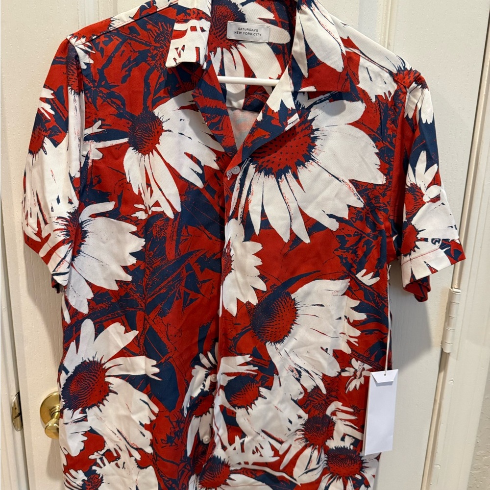 Saturdays New York City Red and White Floral Shirt